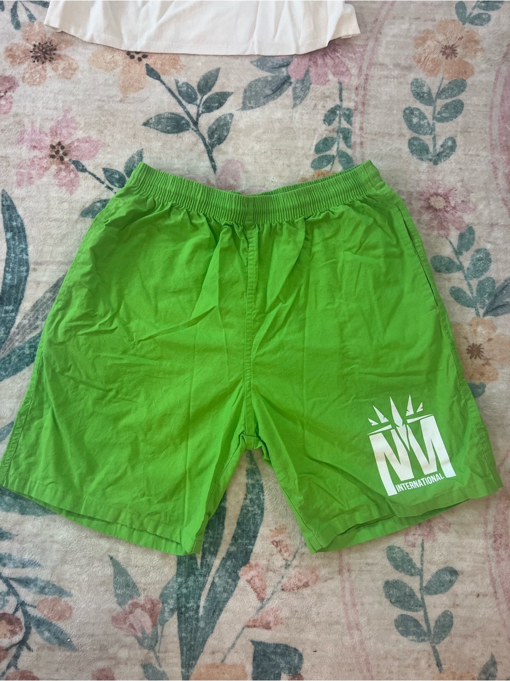ZOOM Bright Lime Green Swim Shorts with White Drawstring
